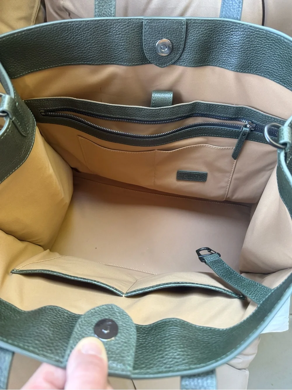 Quince Leather Tote Bag - Forest/olive Green